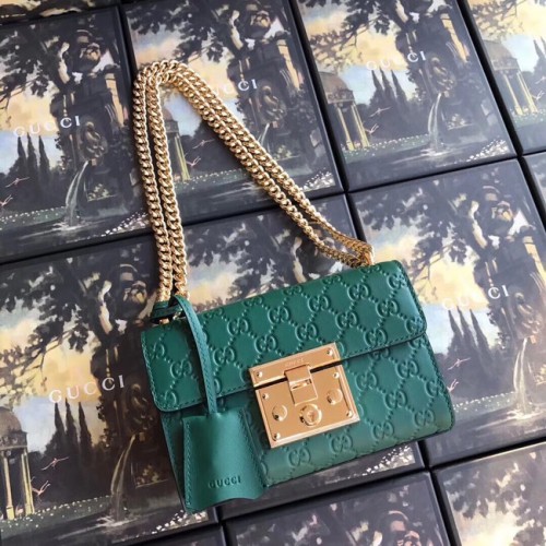 Gucci Padlock petit sac à bandoulière GG 409487 vert