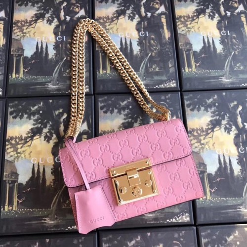Gucci Padlock petit sac à bandoulière GG 409487 rose