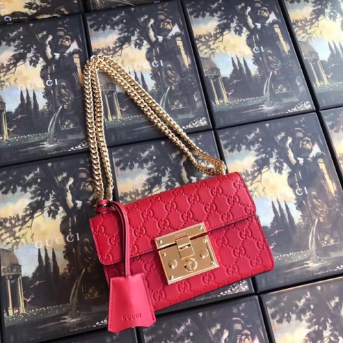Gucci Padlock petit sac à bandoulière GG 409487 rouge