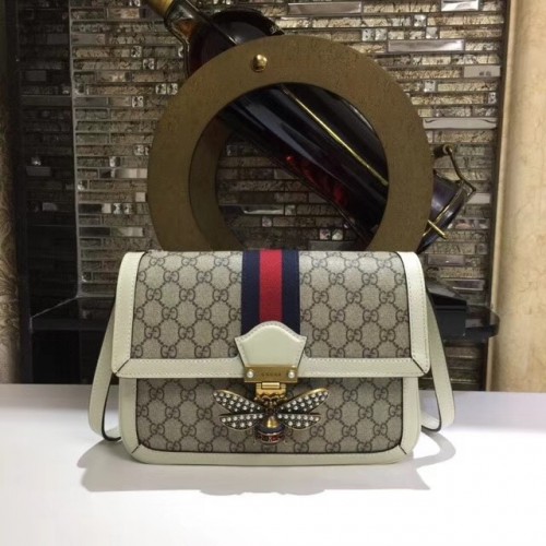 Gucci Queen Margaret GG Supreme sac à bandoulière moyen 524356 Blanc