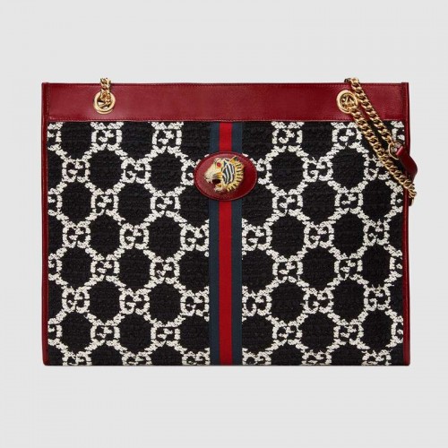 Gucci Rajah GG tweed grand sac shopping 537219 noir