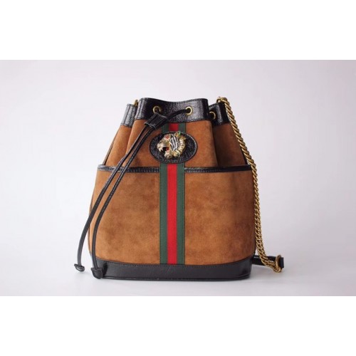 Gucci Rajah sac seau moyen 553961 Daim marron
