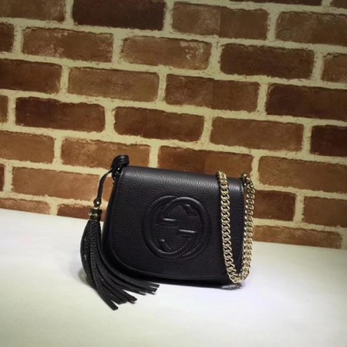 Gucci Soho Chain Sac à bandoulière Cuir de veau 323190 Noir