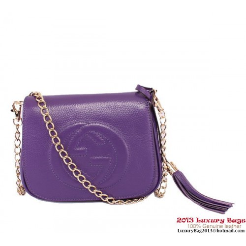 Gucci Soho Sac à bandoulière en chaîne en cuir 323190 Violet foncé