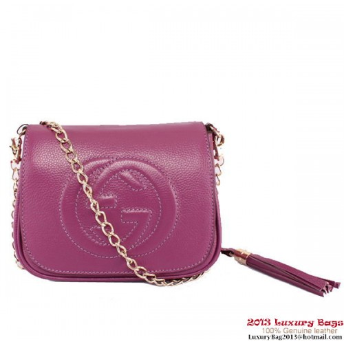 Gucci Soho Sac à bandoulière en chaîne en cuir 323190 Violet clair