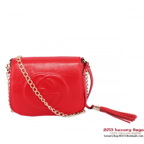 Gucci Soho Sac à bandoulière en chaîne en cuir 323190 Rouge