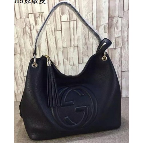 Gucci Soho Sac Hobo En Cuir Cuir De Veau 408825 Noir