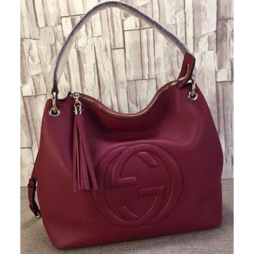 Gucci Soho Sac Hobo En Cuir Cuir De Veau 408825 Bordeaux