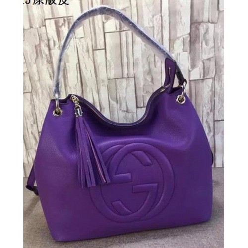 Gucci Soho Sac Hobo En Cuir Cuir De Veau 408825 Violet