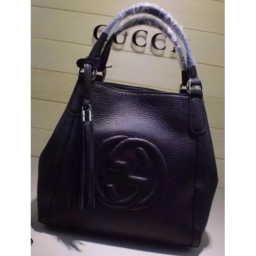 Gucci Soho Sac à bandoulière en cuir 336751 Noir