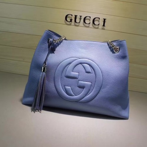 Gucci Soho Medium Tote Bag Cuir de veau 308982 Bleu