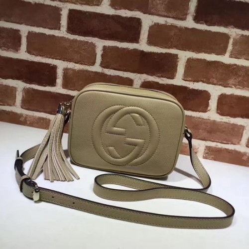 Gucci Soho Sac Disco en Cuir Métallisé 308364 Abricot