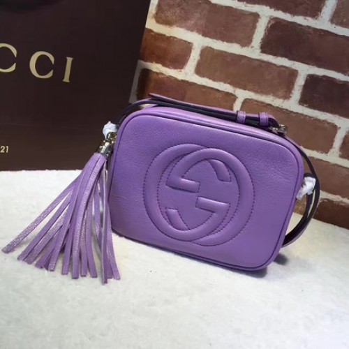 Gucci Soho Metallic Leather Disco Bag 308364 Violet