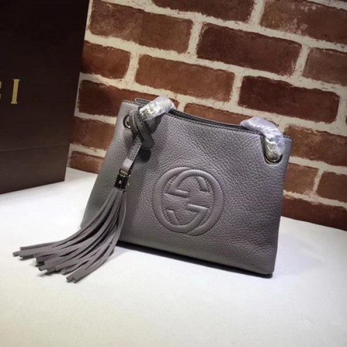 Gucci Soho Petit Sac Fourre-Tout Cuir De Veau 387043 Gris