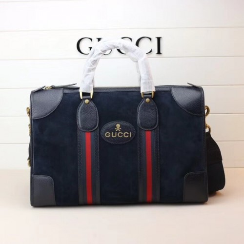 Gucci Sac de sport en daim avec bande Web 459311 Bleu royal