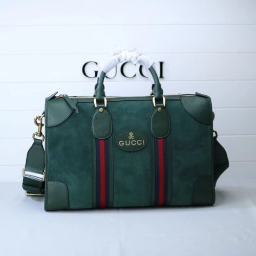 Gucci Sac de sport en daim avec Web 459311 vert