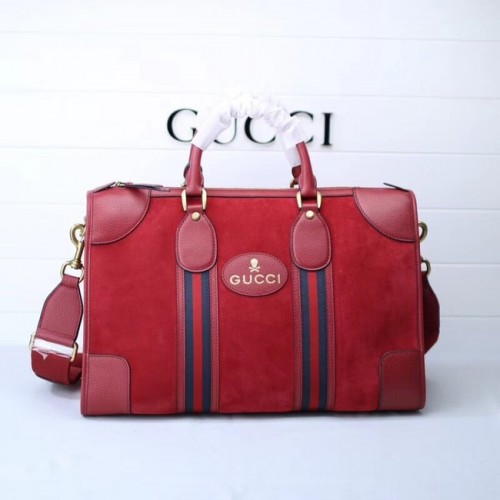 Gucci Sac de sport en daim avec bande Web 459311 rouge