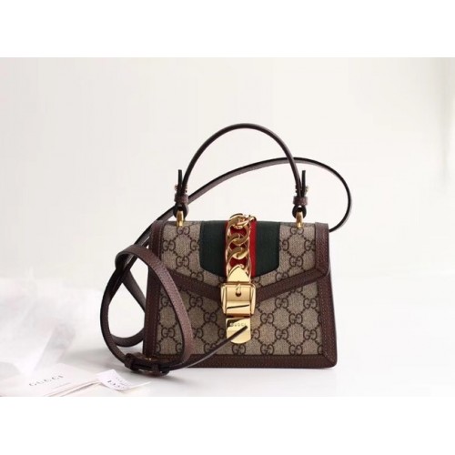 Gucci Sylvie GG Supreme mini sac en toile 470270 marron
