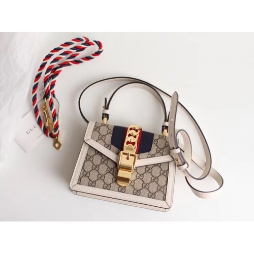 Gucci Sylvie GG Supreme mini sac en toile 470270 blanc