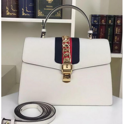 Gucci Sylvie Sac à bandoulière en cuir 421665 Blanc