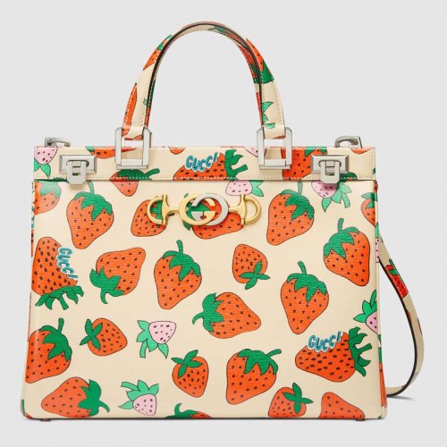 Gucci Zumi Strawberry imprimé sac à poignée supérieure moyen 564714