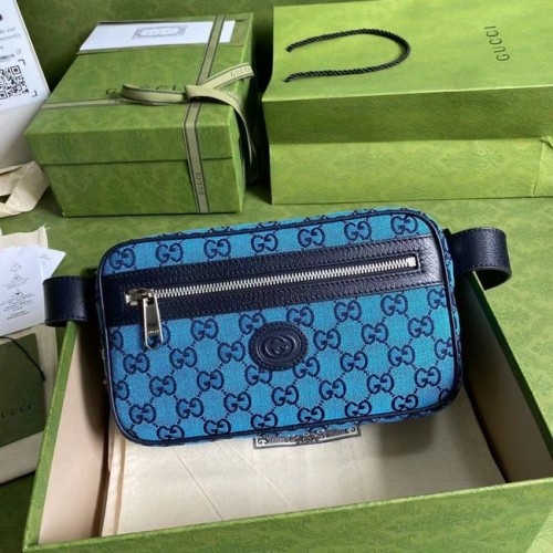 Gucci sac ceinture en toile matelassée diagonale GG 658657 bleu