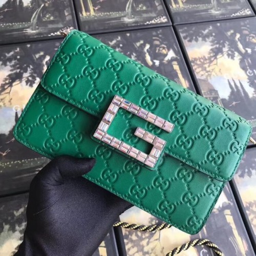 Gucci sac à bandoulière en cuir avec Square G 544242 vert