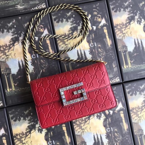 Gucci sac à bandoulière en cuir avec Square G 544242 rouge