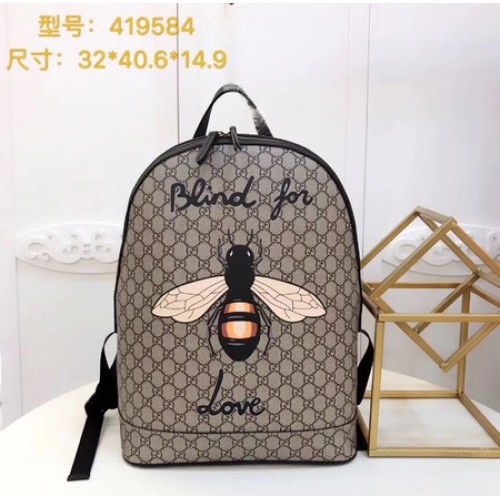 Gucci Bee Print GG Supreme Sac à dos 419584 Marron