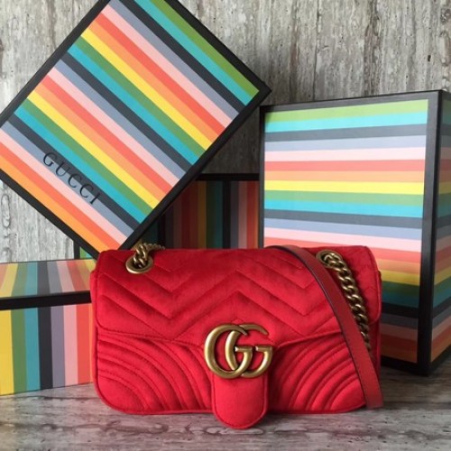 Gucci GG Marmont Petit Chevron Sac à Bandoulière 443497 Rouge
