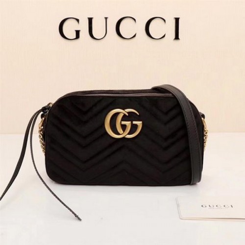 Gucci GG Marmont Matelasse Velvet Sac à bandoulière 447632 Noir