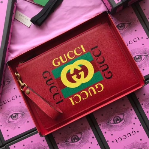 Pochette en cuir de veau Gucci GG Marmont 466489 Rouge
