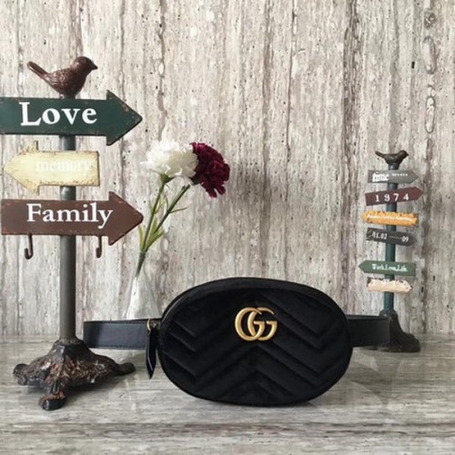 Gucci GG Marmont Velours Sac Ceinture 476434 Noir