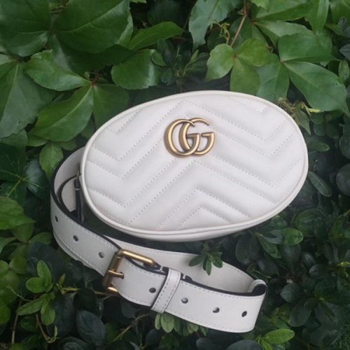 Gucci GG Marmont Sac Ceinture En Cuir 476434 Blanc