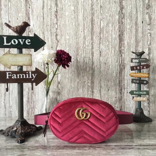 Gucci GG Marmont Velours Sac Ceinture 476434 Rose