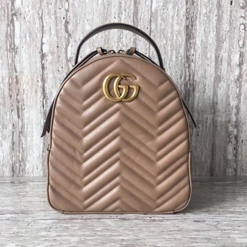 Gucci GG Marmont Sac à dos en cuir matelassé 476671 Abricot