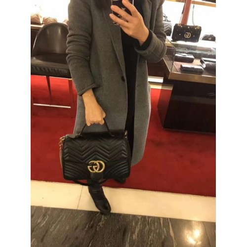 Gucci GG Marmont Petit sac à poignée supérieure 498110 Noir