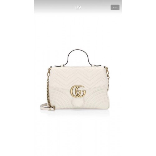 Gucci GG Marmont Petit sac à poignée supérieure 498110 Blanc