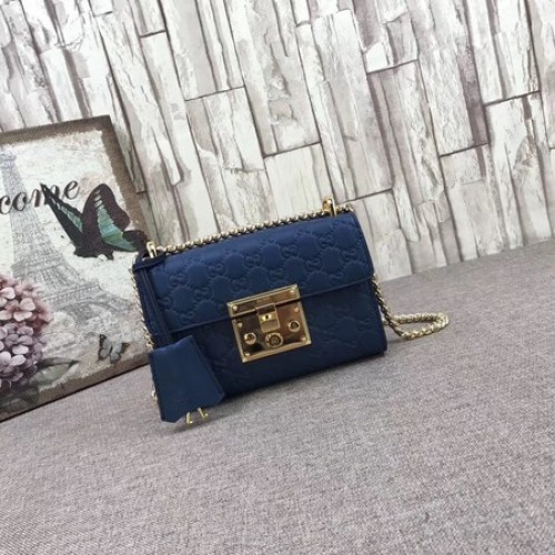 Gucci Padlock Signature Sac à bandoulière 409487 Bleu