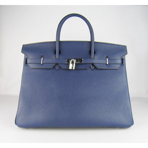 Sac Hermes Birkin 40CM Togo Bleu Foncé 6099 Argent