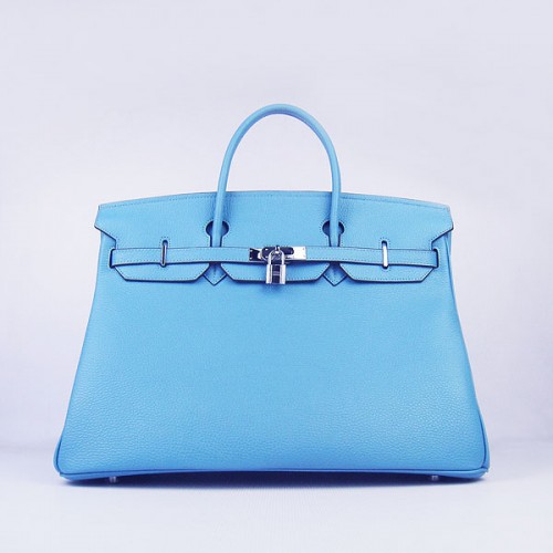 Sac Hermes Birkin 40CM Togo Bleu Clair 6099 Argent
