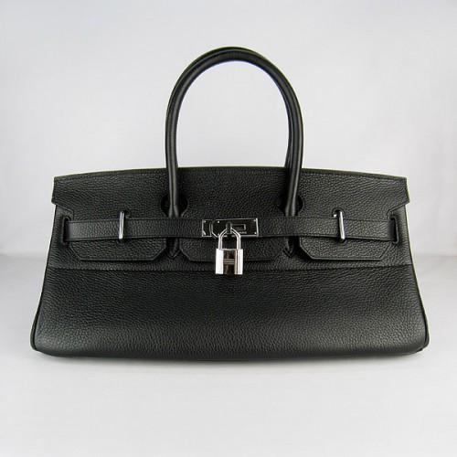 Hermes Birkin 6109 Togo sac en cuir noir 42cm argent