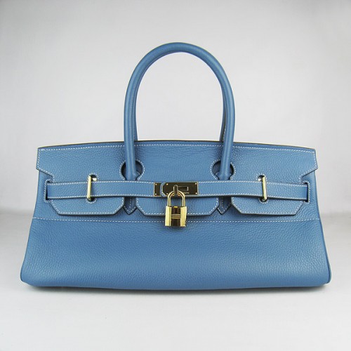 Hermes Birkin 6109 Togo sac en cuir bleu 42cm or