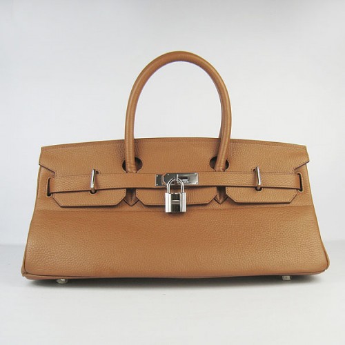 Hermes Birkin 6109 Togo sac en cuir marron 42cm argent