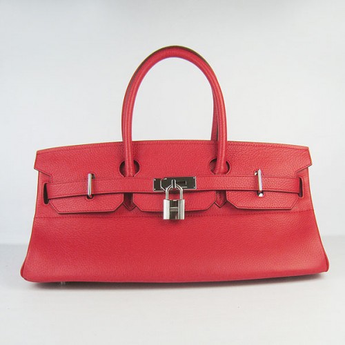 Hermes Birkin 6109 Togo sac en cuir rouge 42CM argent