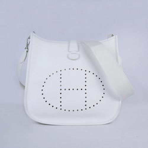 Hermes Vachette Evelyne Messenger Bag 6309 Blanc