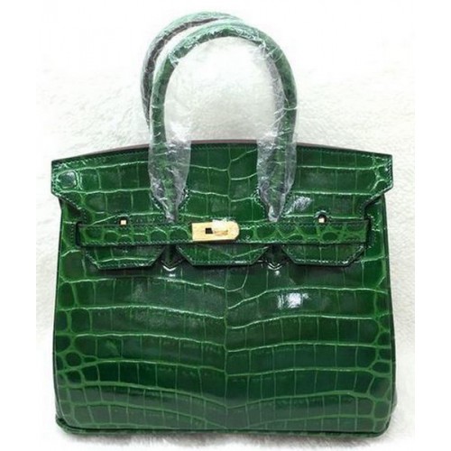 Sac fourre-tout Hermes Birkin 25CM en cuir croco H25TCO vert