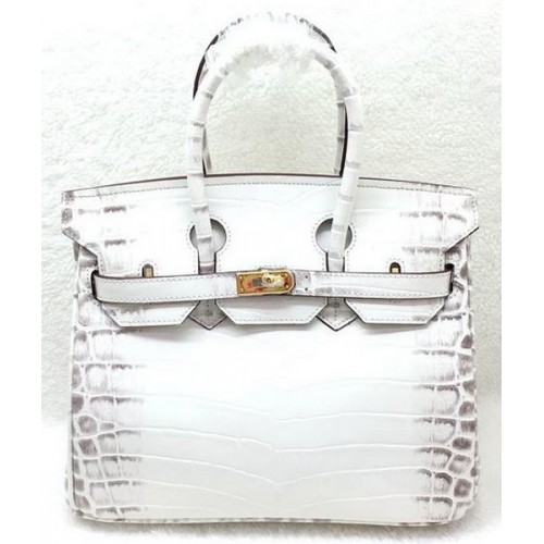 Hermes Birkin 25CM Sac fourre-tout en cuir Croco H25TCO OffWhite