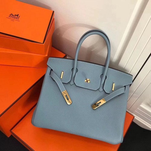 Hermes Birkin 25CM Sac fourre-tout en cuir d'origine H25T Bleu