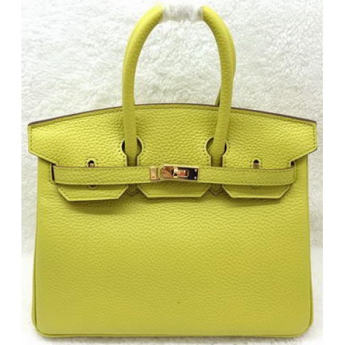 Hermes Birkin 25CM Sac fourre-tout en cuir d'origine H25T Citron